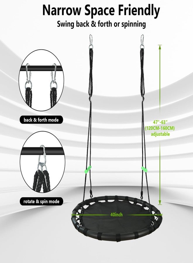TBMLC 40 inch Diameter Saucer Swing - 1 Inch Diameter&1MM Thick Sturdy Steel Frame with Thick Foam Pipe Cover and Durable PP Mat - Perfect for Outdoor Fun and Relaxation (40 inch Diameter, Black) - Image 4